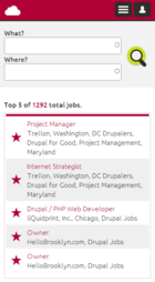 Screenshot Drupal Jobs - Frontpage View on SMARTPHONE