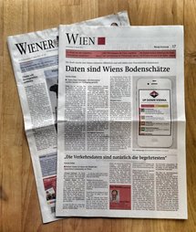 Foto von der Aufmacherseite des Wien Teils der Wiener Zeitung