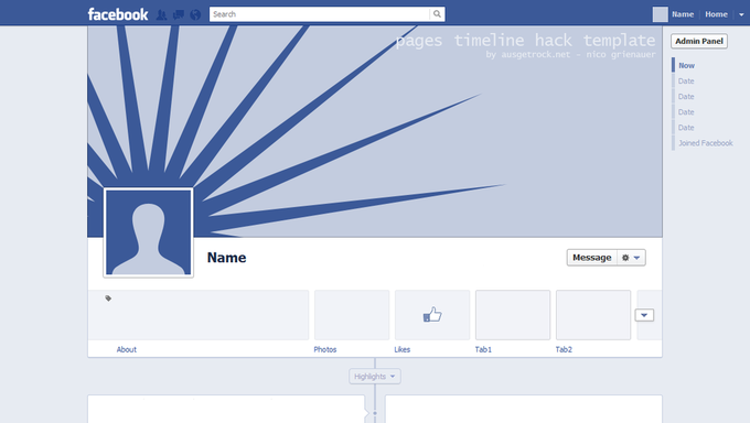 this ist the Photoshop template for Facebook Screenshot Facebook timeline pages template for Photoshop