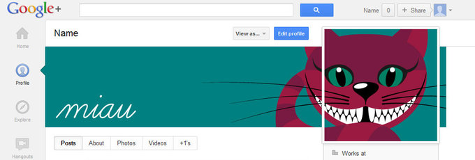 Google+ profile screenshot with a kitten