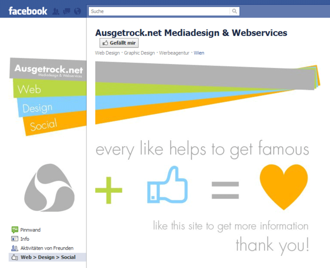 Screenshot Ausgetrock.net Facebook Custom Fan Page Startscreen