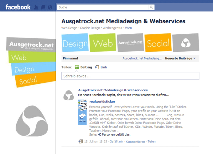 Screenshot Ausgetrock.net Facebook Fan Page Wall