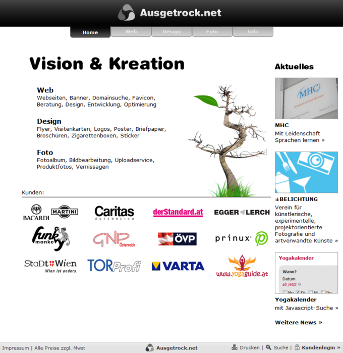 Screenshot Ausgetrock.net Startseite