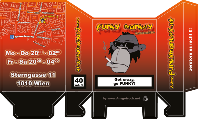 Funky Monkey Zigarettenschachtel Aufgefaltet Version 2