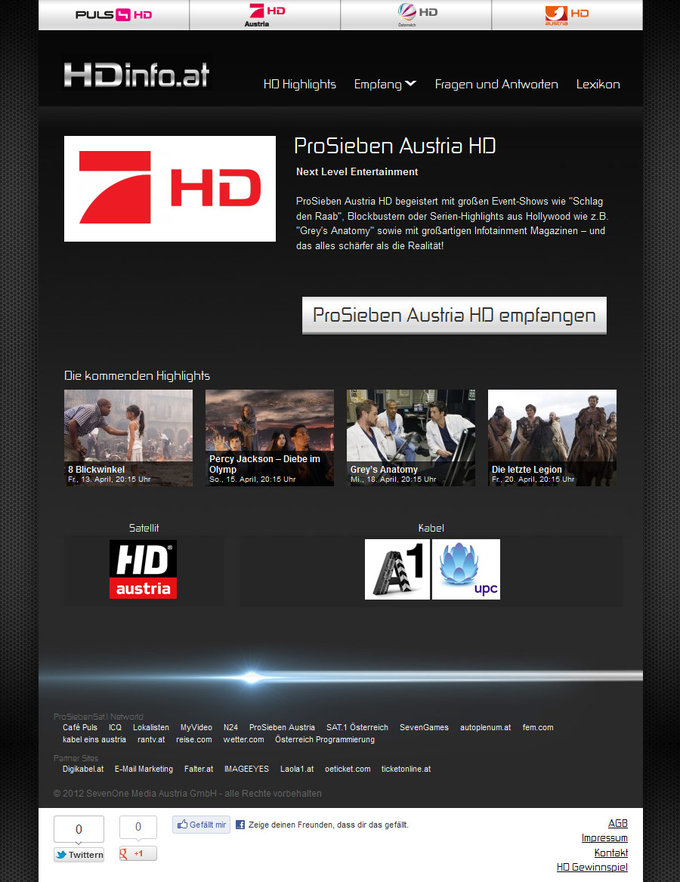 HDinfo Screenshot - HD TV Prosieben Austria