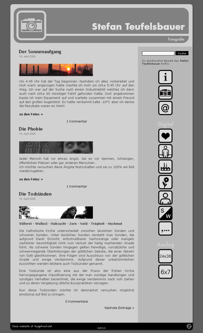 Screenshot Teufelsbauer Website - Übersicht